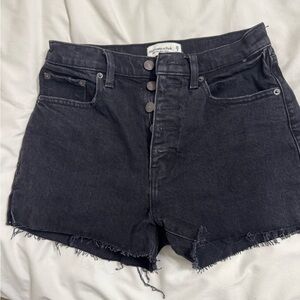 Abercrombie & Fitch Black High Rise Mom Jean Shorts with button fly